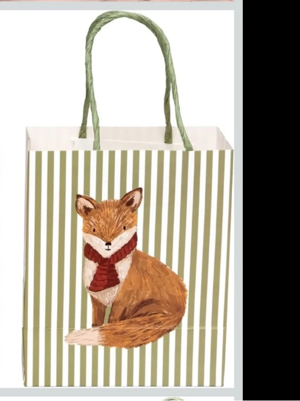 Fox Gift Bag in Green Stripe 🦊🍂